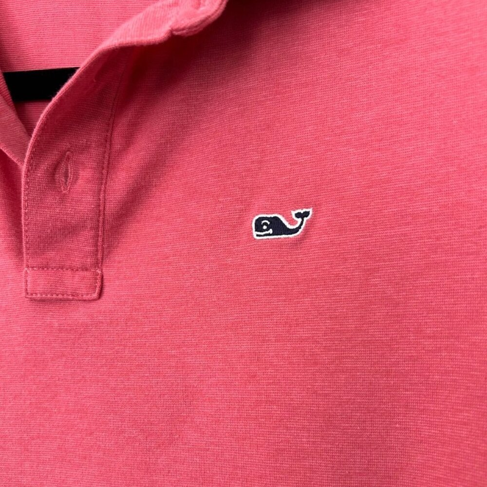 Vineyard Vines Youth (18) XL Edgartown Long Sleeve Polo Coral Pink Whale Shirt - Picture 3 of 4